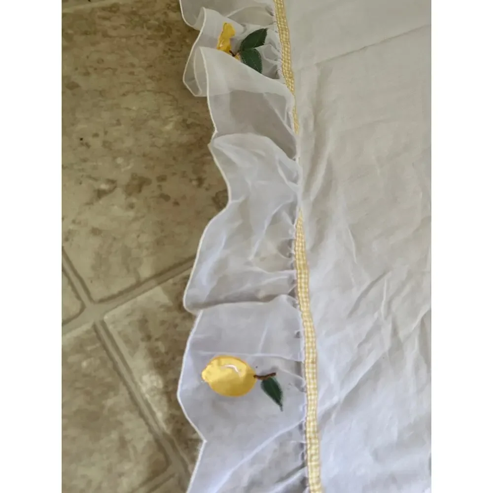 Lemon Embroidered Organza Swagger Swag Curtains Set of 2 Kitchen Cafe